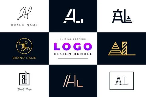 Set of collection Initial Letters AL Logo Design. Stock Illustration