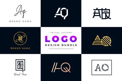 Set of collection Initial Letters AQ Logo Design. Stock Illustration