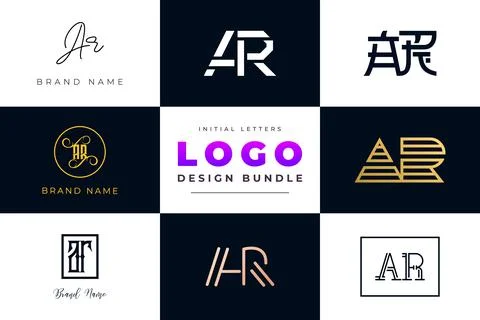 Set of collection Initial Letters AR Logo Design. Illustrazione stock