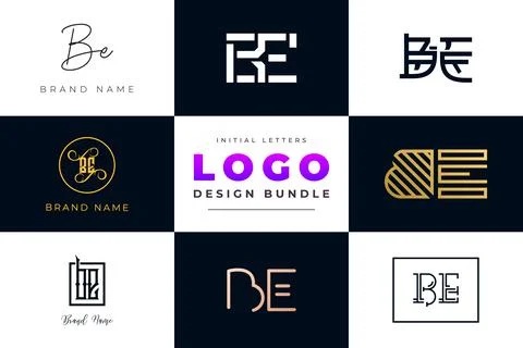 Set of collection Initial Letters BE Logo Design. Illustrazione stock