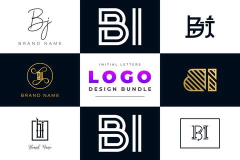 Set of collection Initial Letters BI Logo Design. Stock Illustration