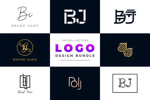 Set of collection Initial Letters BJ Logo Design. Stock Illustration