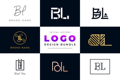 Set of collection Initial Letters BL Logo Design. Stock Illustration