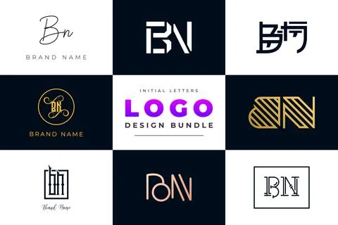 Set of collection Initial Letters BN Logo Design. Stock Illustration