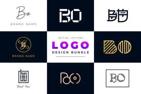 Set of collection Initial Letters BO Logo Design. Stock Illustration