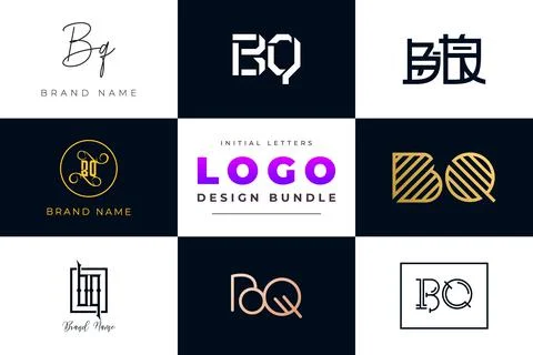 Set of collection Initial Letters BQ Logo Design. Stock Illustration