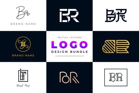 Set of collection Initial Letters BR Logo Design. Stock Illustration
