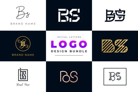 Set of collection Initial Letters BS Logo Design. Stock Illustration