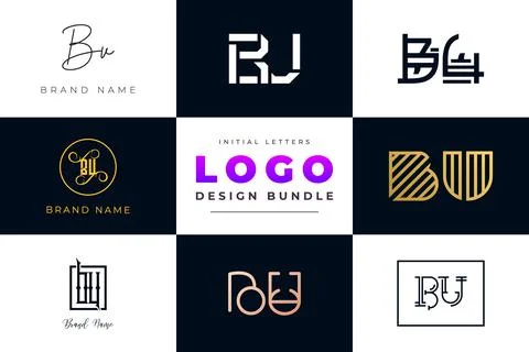 Set of collection Initial Letters BU Logo Design. Illustrazione stock