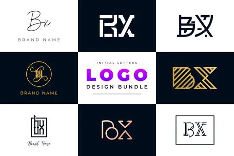 Set of collection Initial Letters BX Logo Design. Illustrazione stock
