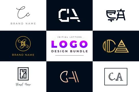 Set of collection Initial Letters CA Logo Design. Stock Illustration