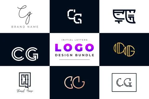 Set of collection Initial Letters CG Logo Design. Illustrazione stock