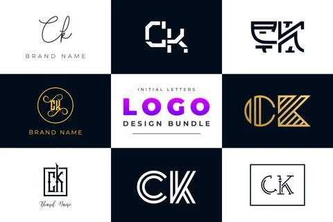 Set of collection Initial Letters CK Logo Design. Stock Illustration