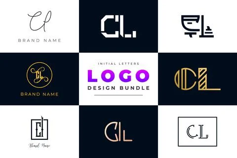 Set of collection Initial Letters CL Logo Design. Stock Illustration