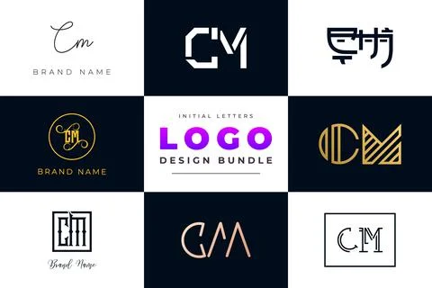 Set of collection Initial Letters CM Logo Design. Stock Illustration