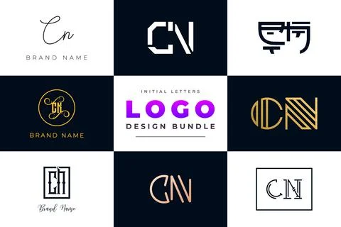 Set of collection Initial Letters CN Logo Design. Stock Illustration