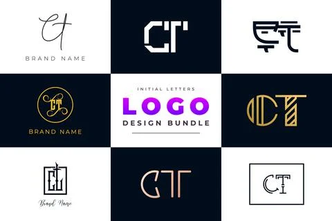 Set of collection Initial Letters CT Logo Design. Stock Illustration