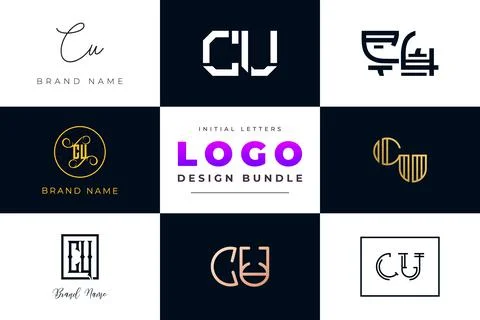 Set of collection Initial Letters CU Logo Design. Stock Illustration