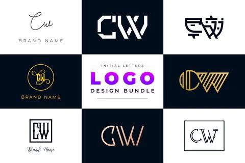 Set of collection Initial Letters CW Logo Design. Illustrazione stock