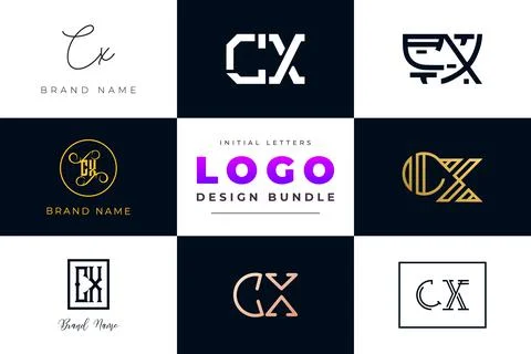 Set of collection Initial Letters CX Logo Design. Stock Illustration