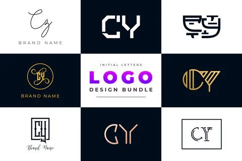 Set of collection Initial Letters CY Logo Design. Illustrazione stock