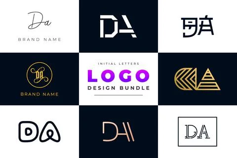 Set of collection Initial Letters DA Logo Design. Illustrazione stock