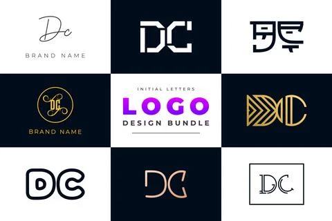 Set of collection Initial Letters DC Logo Design. Stock Illustration