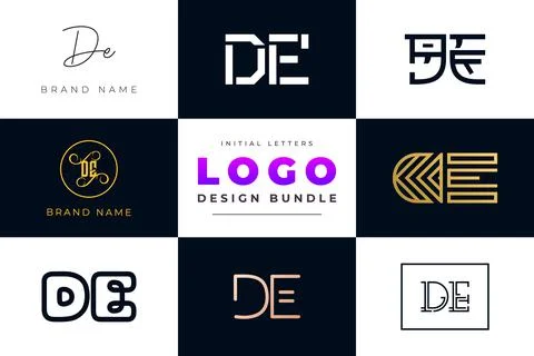 Set of collection Initial Letters DE Logo Design. Stock Illustration