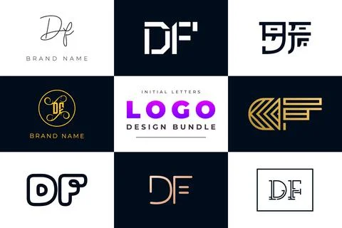 Set of collection Initial Letters DF Logo Design. Stock Illustration