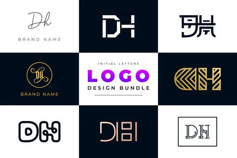 Set of collection Initial Letters DH Logo Design. Stock Illustration