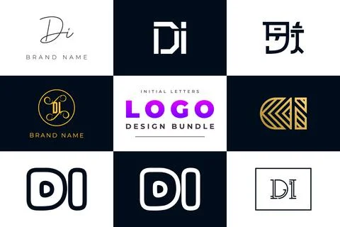 Set of collection Initial Letters DI Logo Design. Stock Illustration
