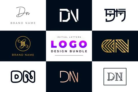 Set of collection Initial Letters DN Logo Design. Stock Illustration