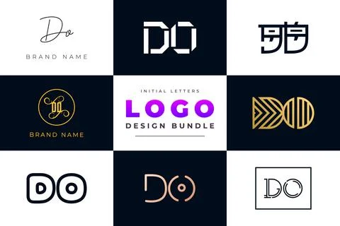 Set of collection Initial Letters DO Logo Design. Stock Illustration