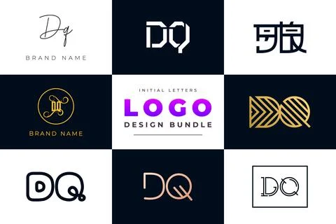 Set of collection Initial Letters DQ Logo Design. Stock Illustration