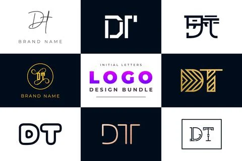 Set of collection Initial Letters DT Logo Design. Stock Illustration