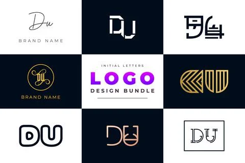 Set of collection Initial Letters DU Logo Design. Stock Illustration