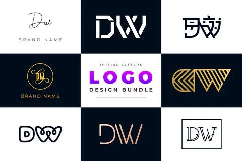 Set of collection Initial Letters DW Logo Design. Stock Illustration