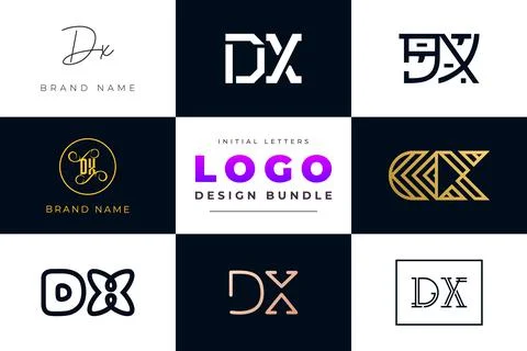 Set of collection Initial Letters DX Logo Design. Stock Illustration