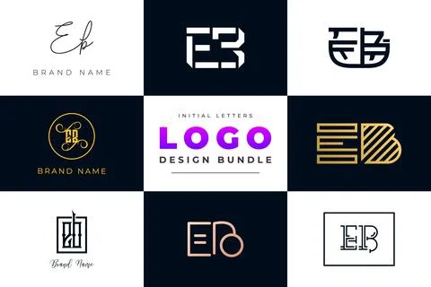 Set of collection Initial Letters EB Logo Design. Illustrazione stock