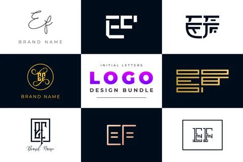 Set of collection Initial Letters EF Logo Design. Stock Illustration