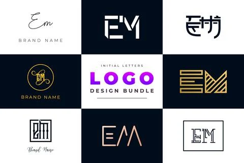 Set of collection Initial Letters EM Logo Design. Stock Illustration