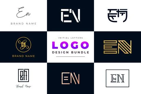 Set of collection Initial Letters EN Logo Design. Stock Illustration