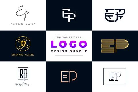 Set of collection Initial Letters EP Logo Design. Stock Illustration