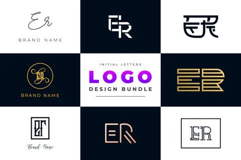 Set of collection Initial Letters ER Logo Design. Stock Illustration