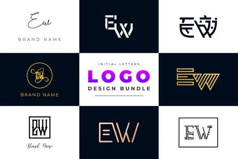 Set of collection Initial Letters EW Logo Design. Stock Illustration