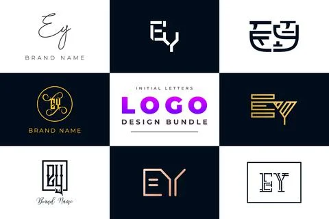 Set of collection Initial Letters EY Logo Design. Stock Illustration