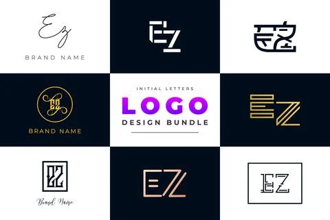 Set of collection Initial Letters EZ Logo Design. Stock Illustration