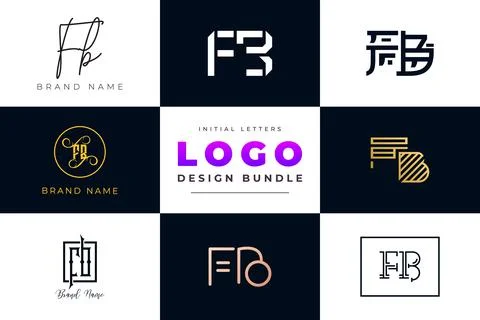 Set of collection Initial Letters FB Logo Design. Stock Illustration
