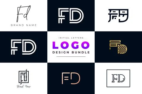 Set of collection Initial Letters FD Logo Design. Stock Illustration