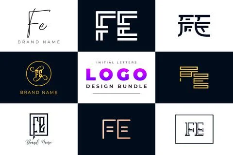 Set of collection Initial Letters FE Logo Design. Stock Illustration